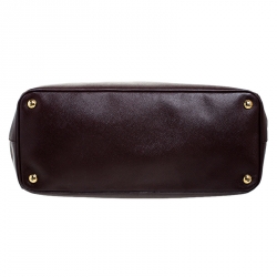 Pre Owned Prada Burgundy Saffiano Lux Leather Large Double Zip Tote