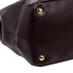 Pre Owned Prada Burgundy Saffiano Lux Leather Large Double Zip Tote