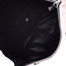 Pre Owned Prada Light Pink/Black Quilted Satin Chain Shoulder Bag