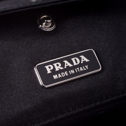 Pre Owned Prada Light Pink/Black Quilted Satin Chain Shoulder Bag