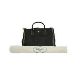 Pre Owned Prada Black Leather Double Zip Tote 