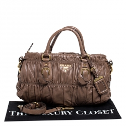 Pre Owned Prada Brown Gathered Leather Satchel
