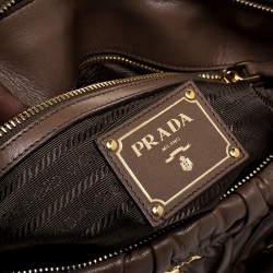 Pre Owned Prada Brown Gathered Leather Satchel