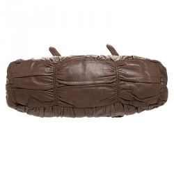 Pre Owned Prada Brown Gathered Leather Satchel