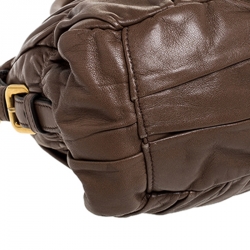 Pre Owned Prada Brown Gathered Leather Satchel