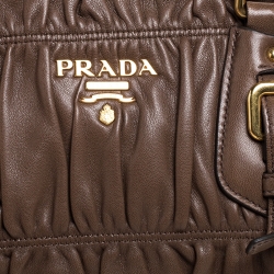 Pre Owned Prada Brown Gathered Leather Satchel
