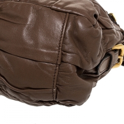 Pre Owned Prada Brown Gathered Leather Satchel