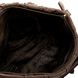 Pre Owned Prada Brown Gathered Leather Satchel