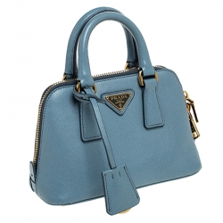 Prada Light Blue Saffiano Leather Mini Promenade Crossbody Bag