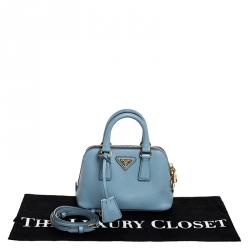 Prada Light Blue Saffiano Leather Mini Promenade Crossbody Bag