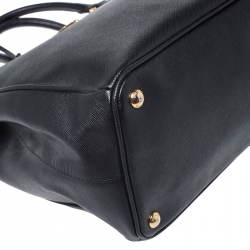 Pre Owned Prada Black Saffiano Lux Leather Large Double Zip Tote
