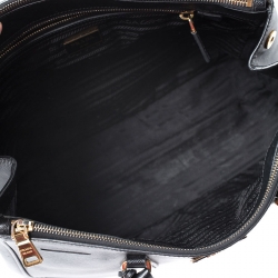Pre Owned Prada Black Saffiano Lux Leather Large Double Zip Tote