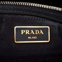 Pre Owned Prada Black Saffiano Lux Leather Large Double Zip Tote