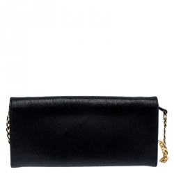 Pre Owned Prada Black Vitello Move Leather Borsa Portafoglio Chain Bag