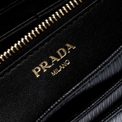 Pre Owned Prada Black Vitello Move Leather Borsa Portafoglio Chain Bag