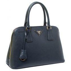 Pre Owned Prada Blue Saffiano Lux Leather Promenade Bag
