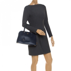 Pre Owned Prada Blue Saffiano Lux Leather Promenade Bag