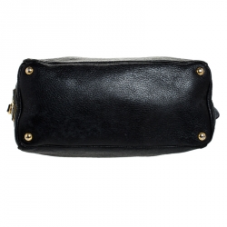 Pre Owned  Prada Black Leather Front Pushlock Tote 