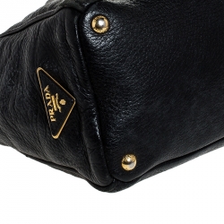 Pre Owned  Prada Black Leather Front Pushlock Tote 