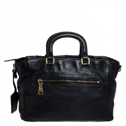 Pre Owned  Prada Black Leather Front Pushlock Tote 