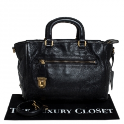 Pre Owned  Prada Black Leather Front Pushlock Tote 