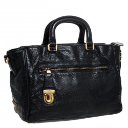 Pre Owned  Prada Black Leather Front Pushlock Tote 