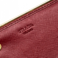 Pre Owned Prada Red Saffiano Lux Leather Continental Wallet
