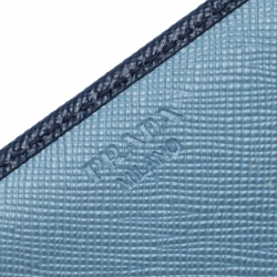 Pre Owned Prada Blue Saffiano Lux Leather Continental Wallet