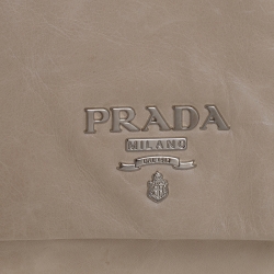 Pre Owned Prada Beige Lux Leather Flap Clutch