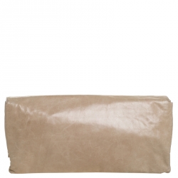 Pre Owned Prada Beige Lux Leather Flap Clutch