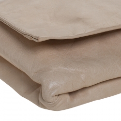 Pre Owned Prada Beige Lux Leather Flap Clutch