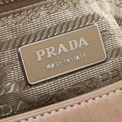 Pre Owned Prada Beige Lux Leather Flap Clutch