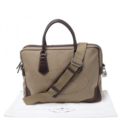 Pre Owned Prada Brown Jacquard Logo Canvas Corda Moro Shoulder Bag