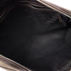 Pre Owned Prada Brown Jacquard Logo Canvas Corda Moro Shoulder Bag