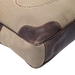Pre Owned Prada Brown Jacquard Logo Canvas Corda Moro Shoulder Bag
