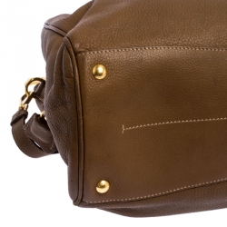 Pre Owned Prada Brown Soft Leather Zipped Tote