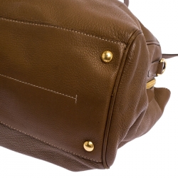 Pre Owned Prada Brown Soft Leather Zipped Tote