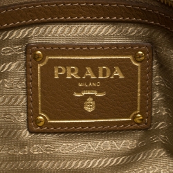 Pre Owned Prada Brown Soft Leather Zipped Tote