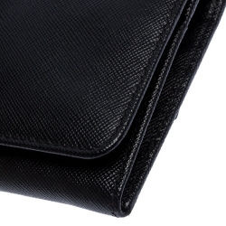 Pre Owned Prada Black Saffiano Leather Continental Wallet