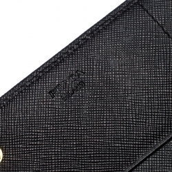 Pre Owned Prada Black Saffiano Leather Continental Wallet