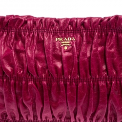 Pre Owned Prada Pink Gathered Leather Clutch