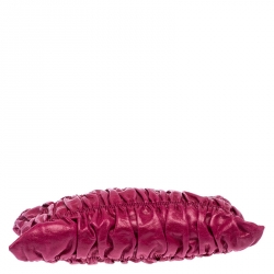 Pre Owned Prada Pink Gathered Leather Clutch