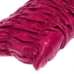 Pre Owned Prada Pink Gathered Leather Clutch