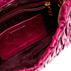 Pre Owned Prada Pink Gathered Leather Clutch
