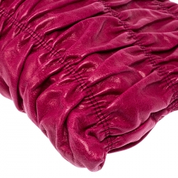 Pre Owned Prada Pink Gathered Leather Clutch