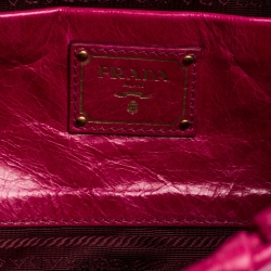 Pre Owned Prada Pink Gathered Leather Clutch
