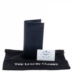 Pre Owned Prada Navy Blue Saffiano Leather Bifold Long Wallet