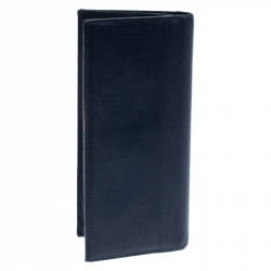 Pre Owned Prada Navy Blue Saffiano Leather Bifold Long Wallet
