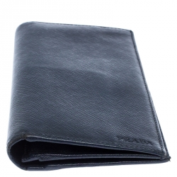 Pre Owned Prada Navy Blue Saffiano Leather Bifold Long Wallet
