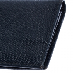 Pre Owned Prada Navy Blue Saffiano Leather Bifold Long Wallet